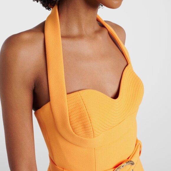 REBECCA VALLANCE Belted Halterneck Crepe Maxi Dress - Picture 3 of 11